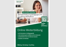 Plakat »Rehabilitations­pädagogische Zusatzqualifikation«