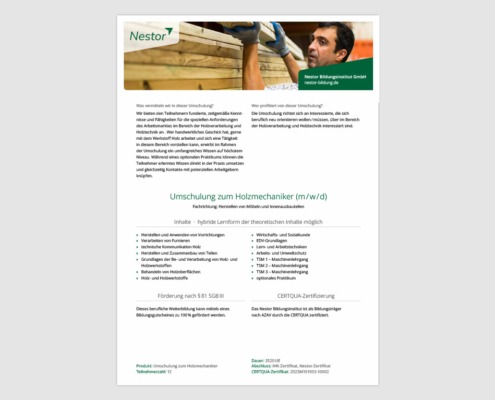 Produktblatt »Holzmechaniker«